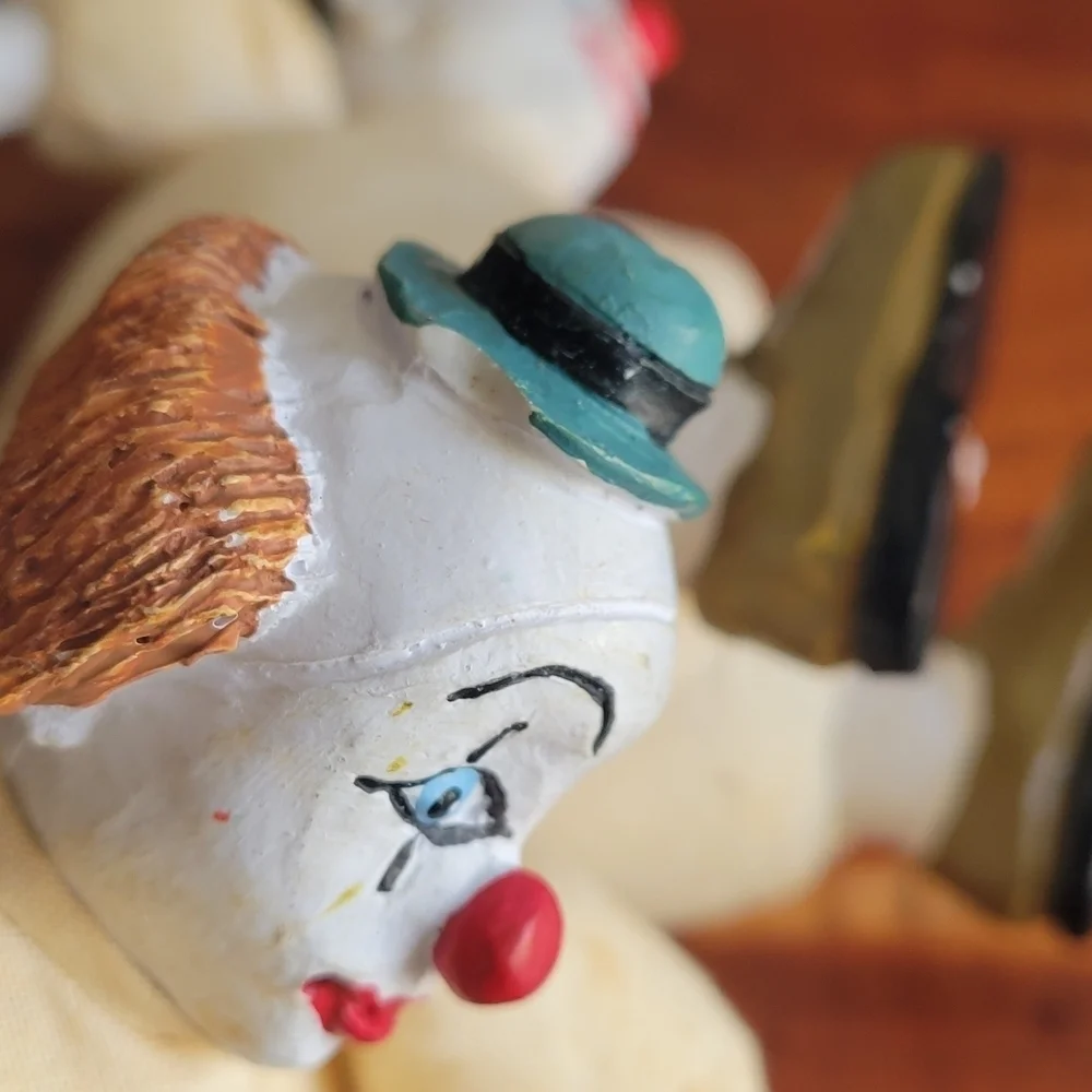 Set of 2 Vintage Porcelain Clowns Head, Hands, Feet Porcelain Hat Stuffed Body